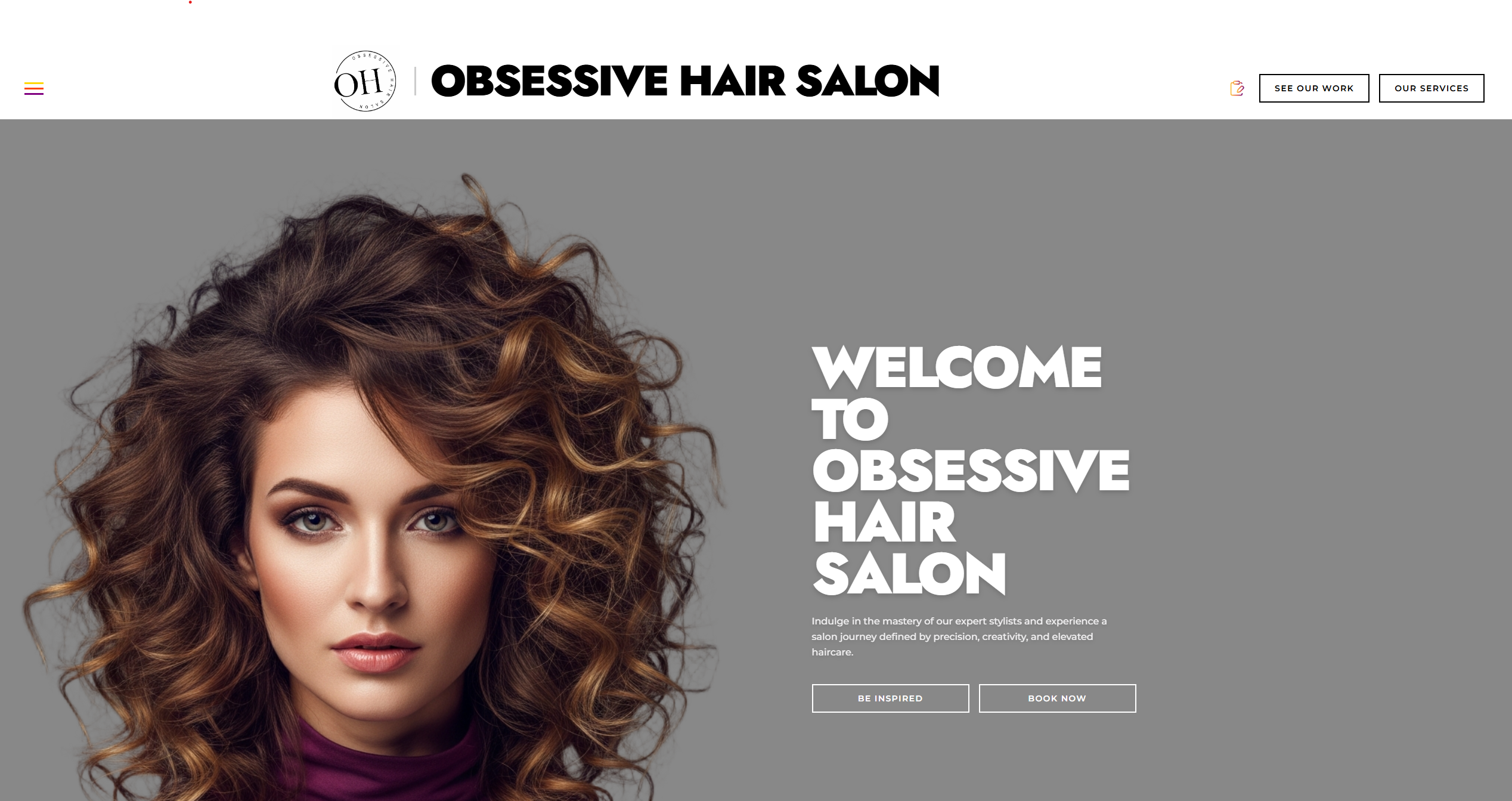 Obsessive Hair website homepage
