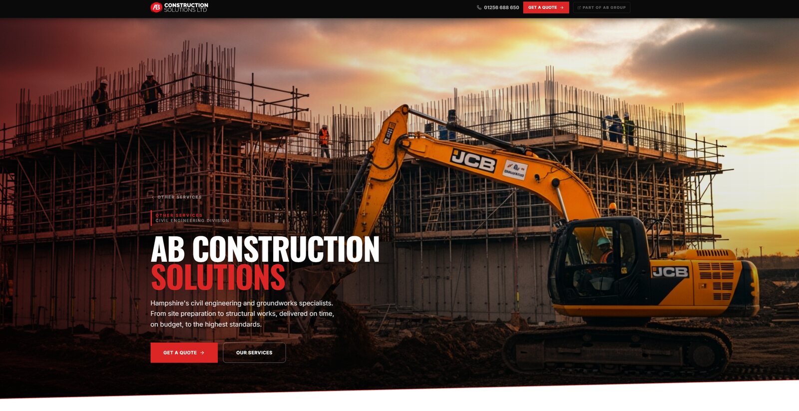 AB Construction Solutions website homepage